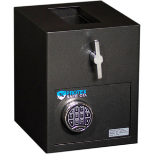 MINI ROTARY HOPPER DEPOSITORY SAFE WITH ELECTRONIC LOCK 12-1/2" X 14" X 16" GRAY by Protex Safe Co. LLC