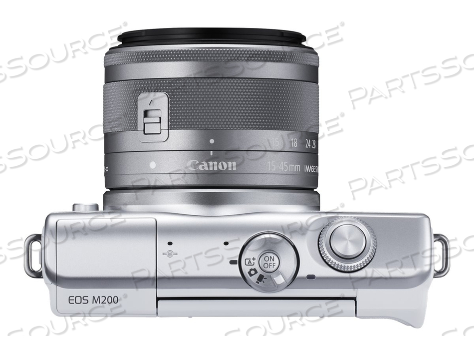 EOS M200, DIGITAL CAMERA, MIRRORLESS, 24.1 MP, APS-C, 4K / 25 FPS, 3X OPTICAL ZOOM EF-M 15-45MM IS STM LENS, WI-FI, BLUETOOTH, WHITE by Canon (Consumer Electronics) EOS M200, DIGITAL CAMERA, MIRRORLESS, 24.1 MP, APS-C, 4K / 25 FPS, 3X OPTICAL ZOOM EF-M 15-45MM IS STM LENS, WI-FI, BLUETOOTH, WHITE by Canon (Consumer Electronics)