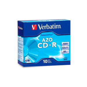 CD-R DISCS, 52X, 700MB/80MIN, BRANDED, SLIM CASE, 10/PK by Verbatim