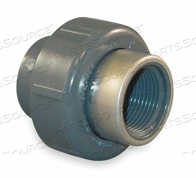UNION, 1 1/2 IN X 1 1/2 IN FITTING PIPE SIZE, SCHEDULE 80, FEMALE SOCKET X FEMALE NPT, GRAY by Spears