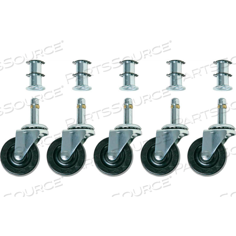 SINGLE 2" RUBBER WHEEL CASTERS, SET OF 5 by Bevco Precision Manufacturing