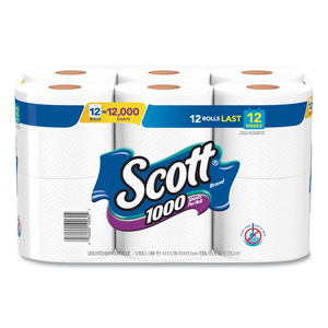 TOILET PAPER, SEPTIC SAFE, 1-PLY, WHITE, 1,000 SHEETS/ROLL, 12 ROLLS/PACK, 4 PACK/CARTON by Scott