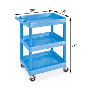 28 X 19 X 39IN BLUE ULINE 3-SHELF UTILITY CART WITH LIPPED SHELVES by Uline