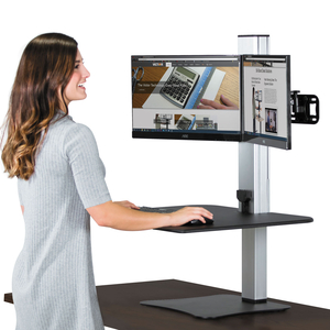 HIGH RISE ELECTRIC DUAL MONITOR STANDING DESK WORKSTATION, 28" X 23" X 20.25", BLACK/ALUMINUM by Victor Technology, LLC