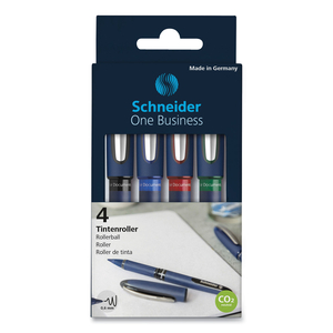 ONE BUSINESS ROLLERBALL PEN, STICK, FINE 0.6 MM, ASSORTED INK AND BARREL COLORS, 4/PACK by Schneider ONE BUSINESS ROLLERBALL PEN, STICK, FINE 0.6 MM, ASSORTED INK AND BARREL COLORS, 4/PACK by Schneider