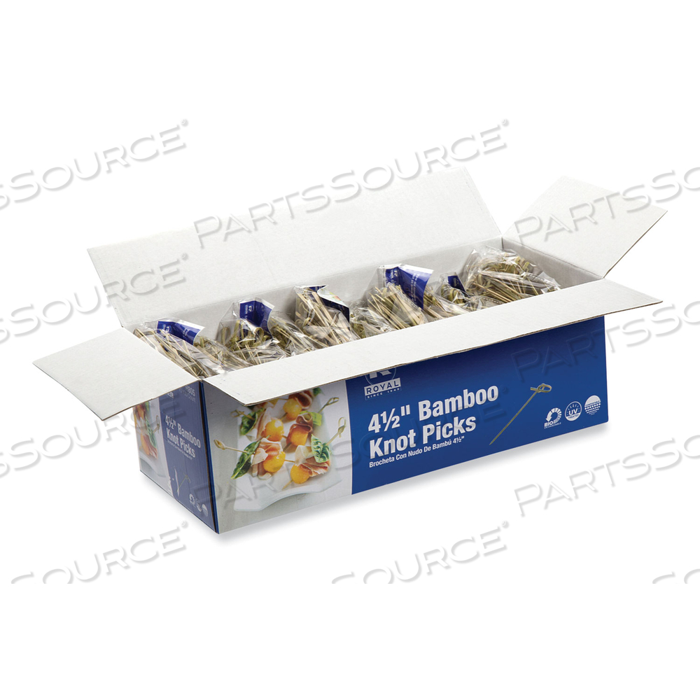 KNOTTED BAMBOO PICK, NATURAL, 4.5", 100 PACK by Royal Paper