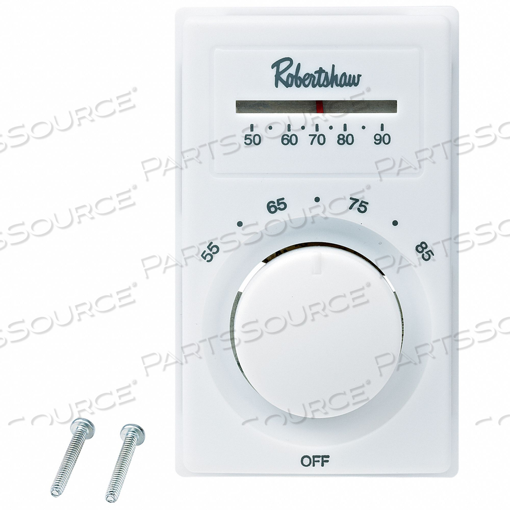 120/240/277V WHITE 4 WIRE DPST LINE VOLT HEATING THERMOSTAT 50-90F REPLACES 500-502 by Robertshaw