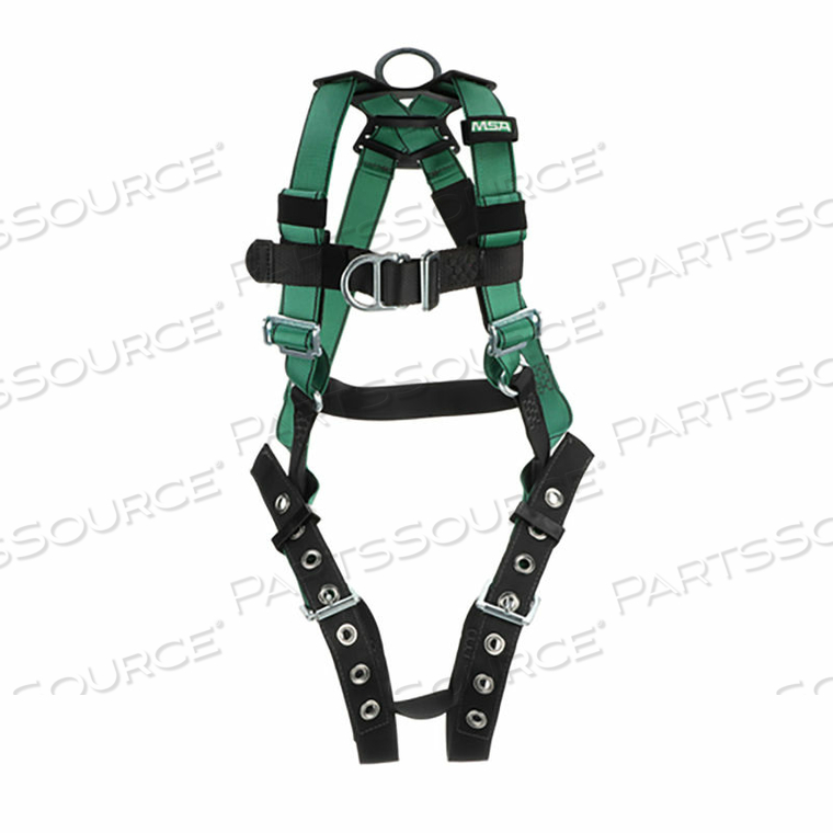 HARNESS, BACK/CHEST/HIP D-RINGS, TONGUE BUCKLE LEG STRAPS, SUPER EXTRA LARGE by MSA Safety Sales, LLC