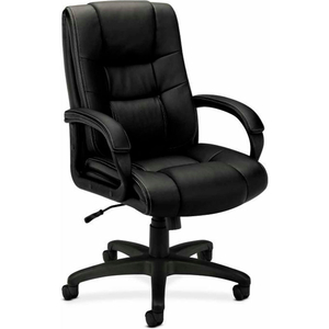 BASYX BY HON EXECUTIVE OFFICE CHAIR WITH LOOP ARMS - VINYL - HIGH BACK - BLACK by HON