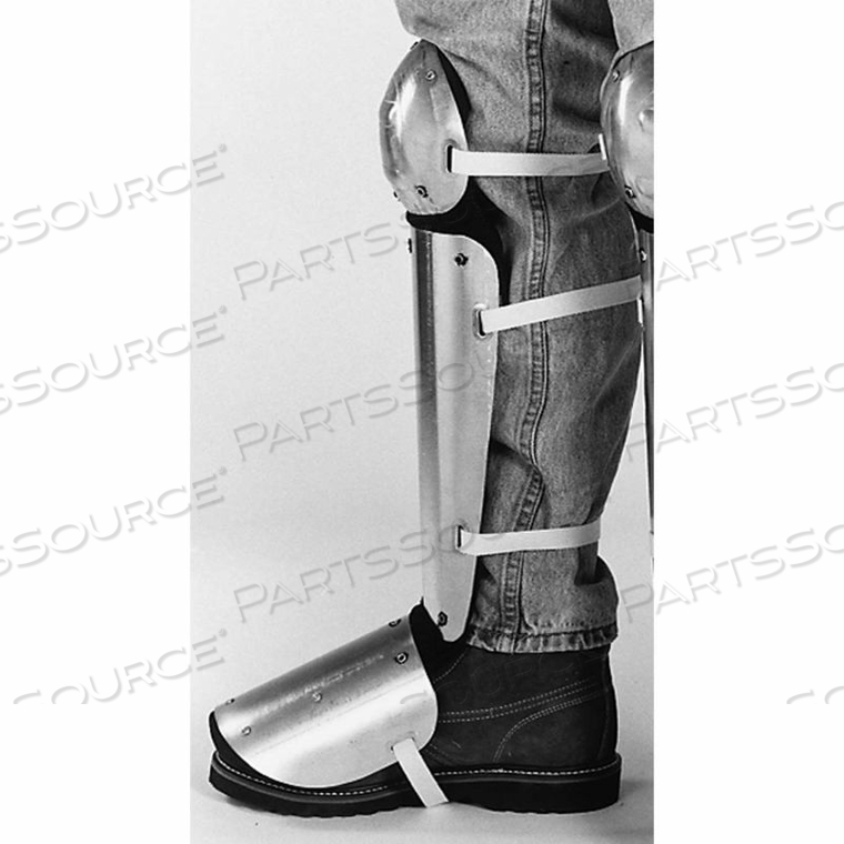 KNEE-SHIN-INSTEP GUARDS, WEB STRAPS, ALUMINUM ALLOY, 12"L X 5"W, 1 PAIR by Ellwood Safety Appliance Co, Inc. KNEE-SHIN-INSTEP GUARDS, WEB STRAPS, ALUMINUM ALLOY, 12"L X 5"W, 1 PAIR by Ellwood Safety Appliance Co, Inc.