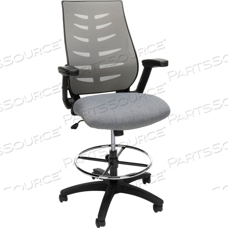 MID BACK MESH DRAFTING CHAIR, DRAFTING STOOL, WITH LUMBAR SUPPORT, IN GRAY () 