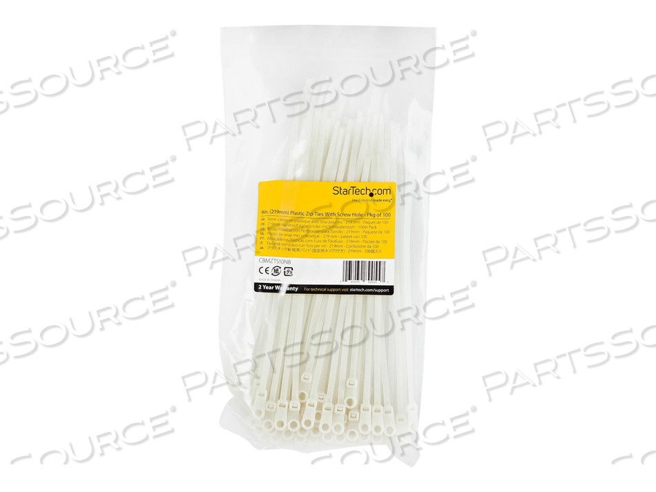 8 IN CABLE TIES WITH MOUNTING HOLE - 1/8 IN WIDE, 2 IN BUNDLE DIAMETER, 50 LB TENSILE STRENGTH, NYLON 66 SELF LOCKING TIES WITH SCREW HOLE by StarTech.com Ltd. 8 IN CABLE TIES WITH MOUNTING HOLE - 1/8 IN WIDE, 2 IN BUNDLE DIAMETER, 50 LB TENSILE STRENGTH, NYLON 66 SELF LOCKING TIES WITH SCREW HOLE by StarTech.com Ltd.