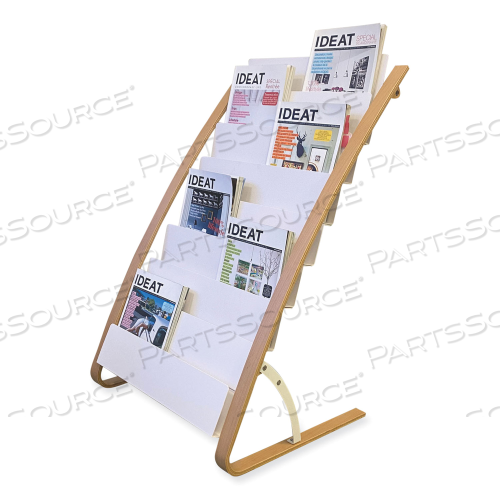 LITERATURE FLOOR DISPLAY RACK, 22.8 X 19.69 X 36.61, WHITE/WOODGRAIN by Alba