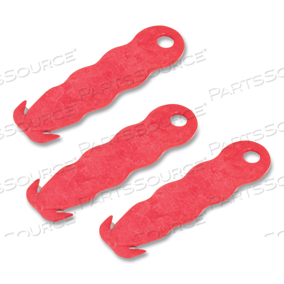 KLEVER KUTTER SAFETY CUTTER, 3 RAZOR BLADES, 1" BLADE, 4" PLASTIC HANDLE, RED by San Jamar