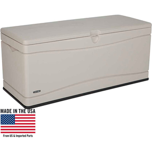 OUTDOOR DECK STORAGE BENCH BOX 130 GALLON, SAND W/BLACK BOTTOM by Lifetime Products