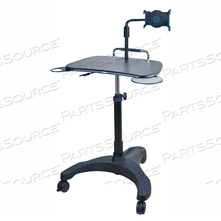 SIT/STAND MOBILE LAPTOP WORKSTATION WITH TABLET HOLDER 