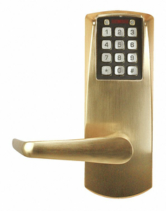 AUTO/DEADBOLT LOCK KEYLESS SATIN BRASS by Powerplex