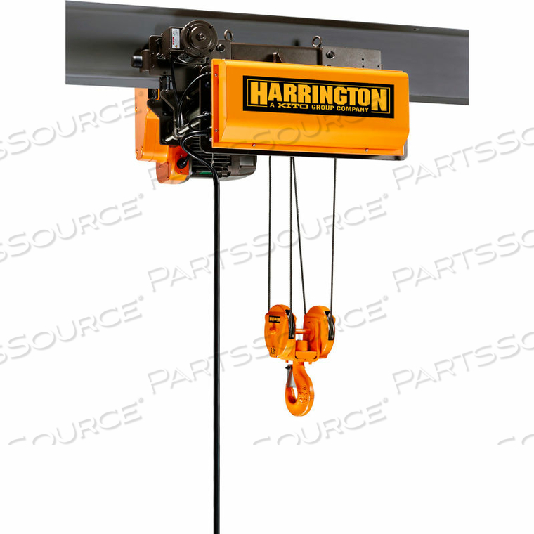 RY 5 TON DUAL, SPEED ELECTRIC WIRE ROPE HOIST AND TROLLEY, 25' LIFT, 26/4.3 FPM, 460V by Harrington