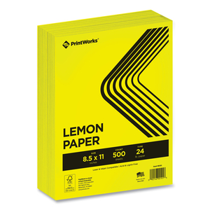 COLOR PAPER, 24 LB TEXT WEIGHT, 8.5 X 11, LEMON YELLOW, 500/REAM by PrintWorks Professional