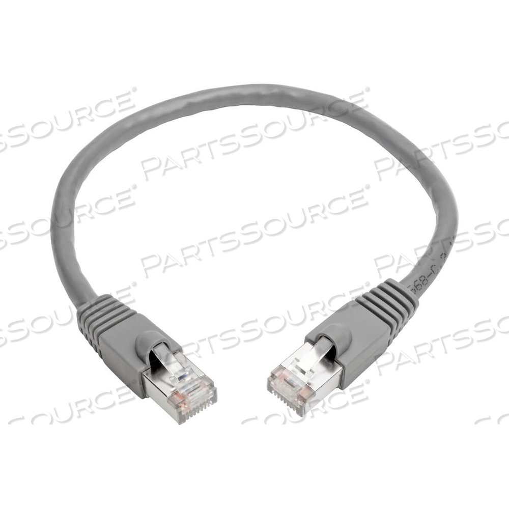 CAT6A 10G SNAGLESS SHIELDED STP ETHERNET CABLE (RJ45 M/M), POE, GRAY, 1 FT. by Tripp Lite