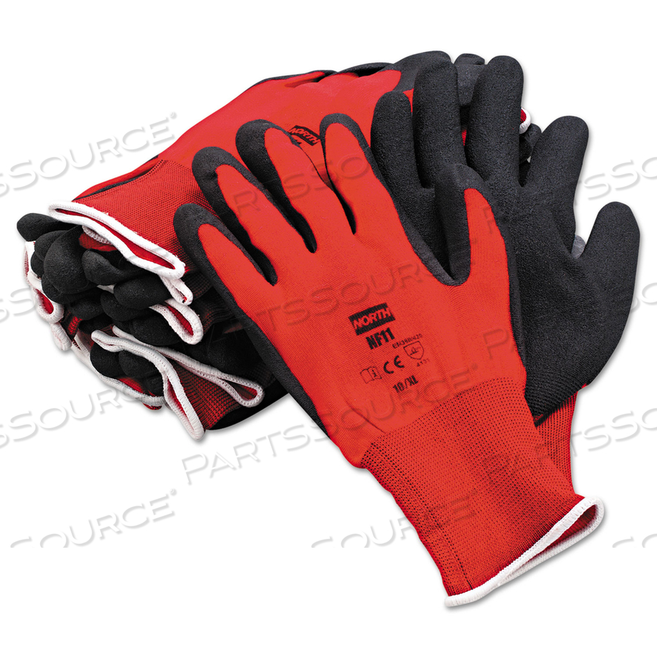 NORTHFLEX RED FOAMED PVC GLOVES, RED/BLACK, SIZE 10/X-LARGE by North Safety