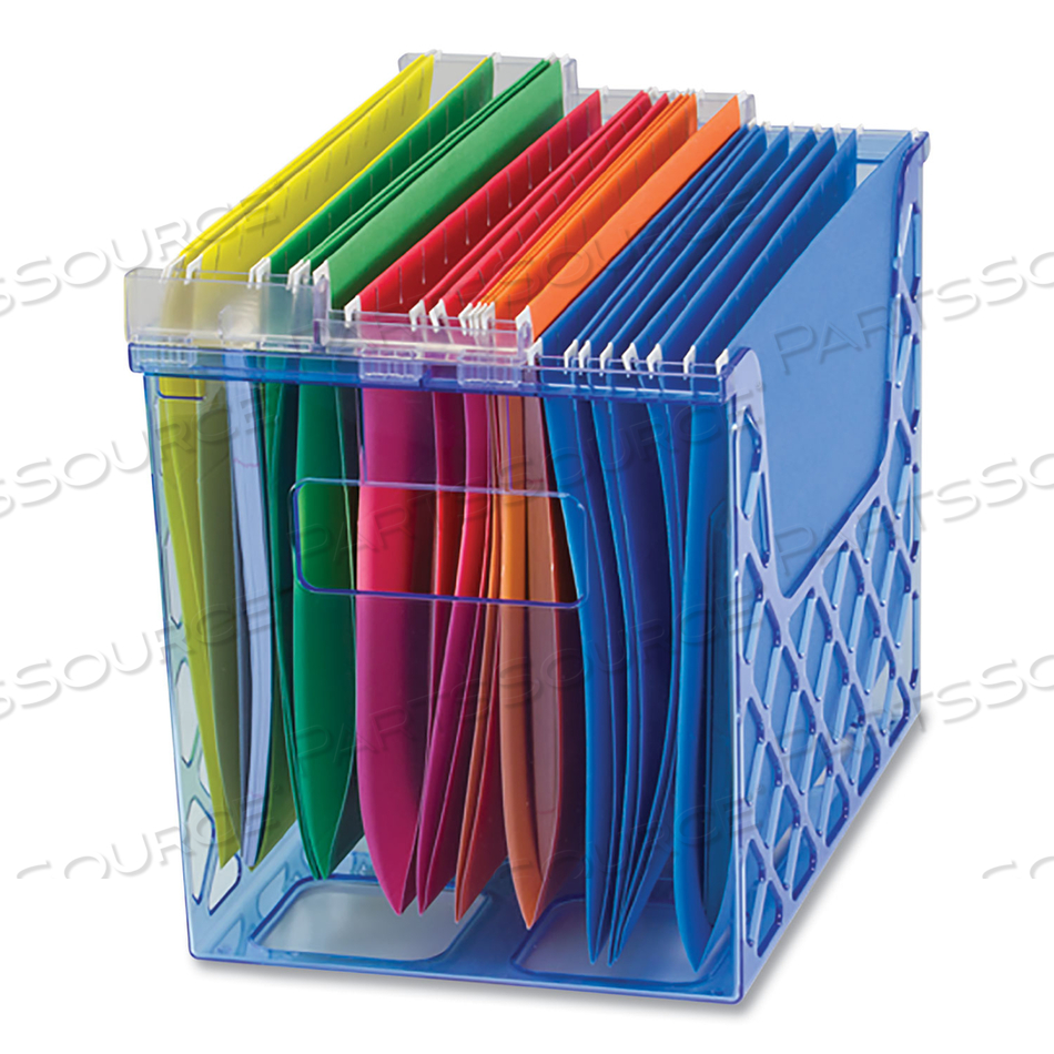BLUE GLACIER DESKTOP FILE ORGANIZER, 1 SECTION, LETTER-SIZE, 8.63" LONG, TRANSLUCENT BLUE by Officemate