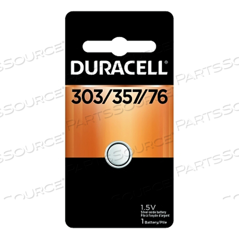 WATCH/ELECTRONIC BATTERY, SILVER OXIDE, 1.5V, 357/303, 1 EA/PK by Duracell WATCH/ELECTRONIC BATTERY, SILVER OXIDE, 1.5V, 357/303, 1 EA/PK by Duracell