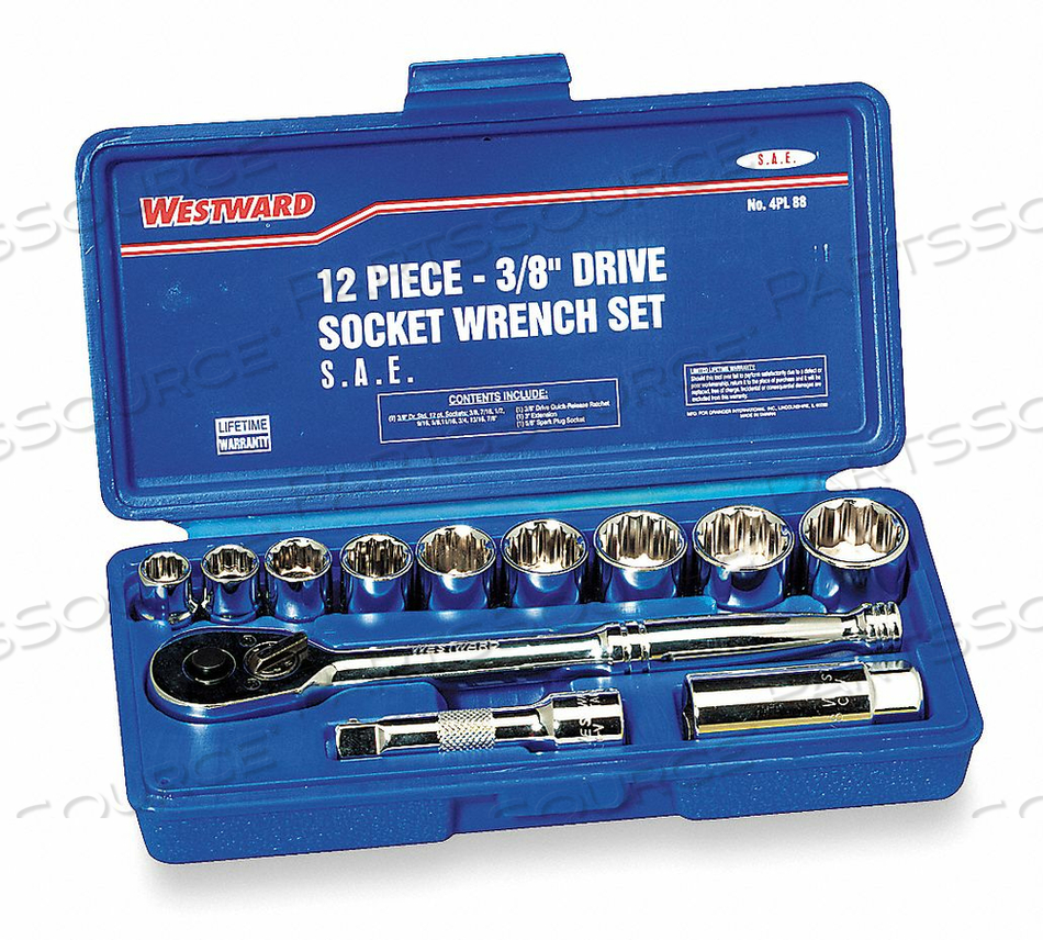 SOCKET WRENCH SET SAE 3/8 DR 12 PC by Westward