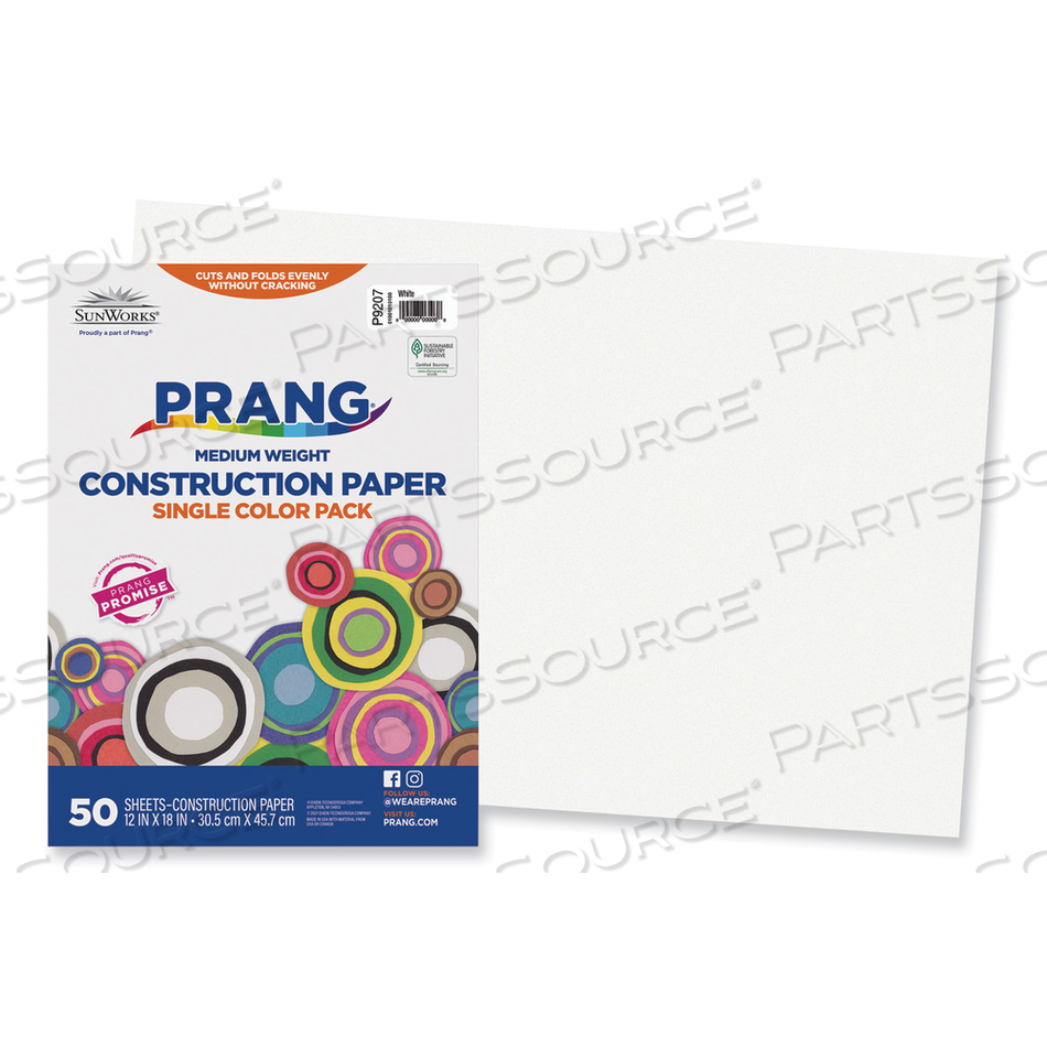 SUNWORKS CONSTRUCTION PAPER, 50 LB TEXT WEIGHT, 12 X 18, WHITE by Prang
