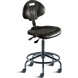 TASK STOOL, 20"-27" SEAT HEIGHT, BLACK URETHANE - BLACK STEEL BASE - UNIQUEU SERIES by Biofit Engineered Products