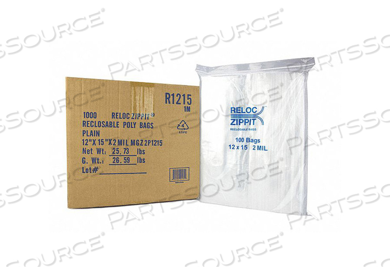 RECLOSABLE BAG STANDARD LDPE SEAL PK1000 by Reloc Zippit
