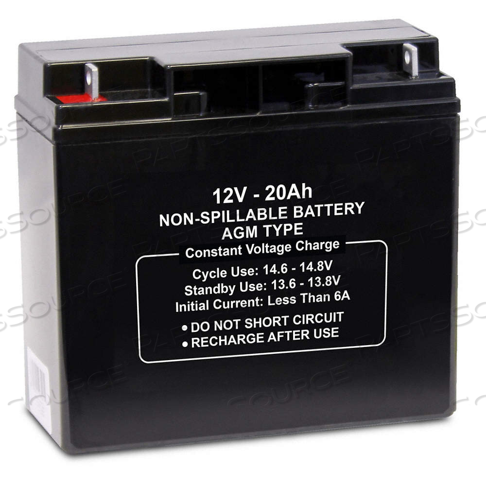 SEALED LEAD ACID BATTERY, 12V DC, 20 AH CAPACITY, 6.54 IN HT, 7.73 IN WD, 2.99 IN DP SEALED LEAD ACID BATTERY, 12V DC, 20 AH CAPACITY, 6.54 IN HT, 7.73 IN WD, 2.99 IN DP