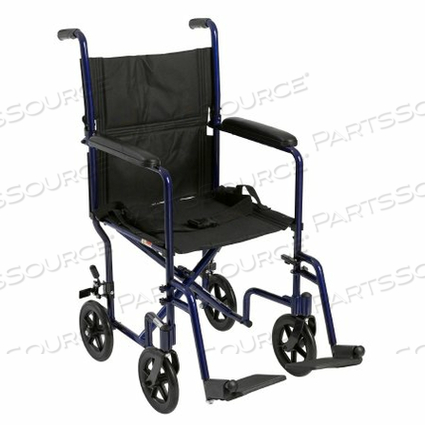 LIGHTWEIGHT TRANSPORT CHAIR, BLACK WITH BLUE FINISH by McKesson LIGHTWEIGHT TRANSPORT CHAIR, BLACK WITH BLUE FINISH by McKesson
