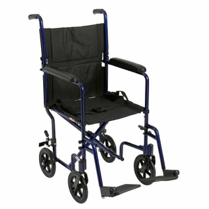 LIGHTWEIGHT TRANSPORT CHAIR, BLACK WITH BLUE FINISH by McKesson