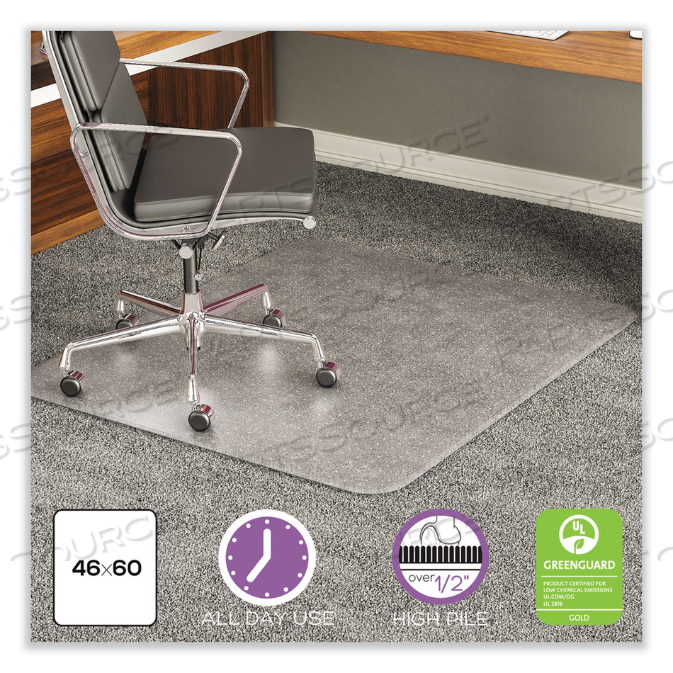 EXECUMAT ALL DAY USE CHAIR MAT FOR HIGH PILE CARPET, 46 X 60, RECTANGULAR, CLEAR by Deflecto