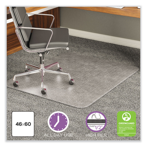 EXECUMAT ALL DAY USE CHAIR MAT FOR HIGH PILE CARPET, 46 X 60, RECTANGULAR, CLEAR by Deflecto
