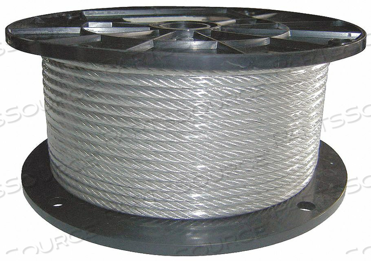 WIRE ROPE, MATERIAL 304 STAINLESS STEEL, CORE TYPE IWRC, WORKING LOAD LIMIT 96 LB, BREAKING STRENGTH 480 LBF, ROPE STRAND CLASSIFICATION 7 X by DAYTON ELECTRIC MANUFACTURING CO