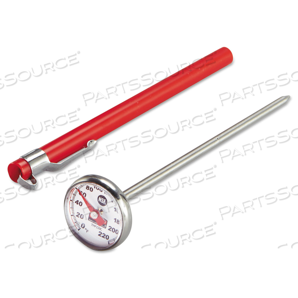 INDUSTRIAL-GRADE ANALOG POCKET THERMOMETER, 0F TO 220F 