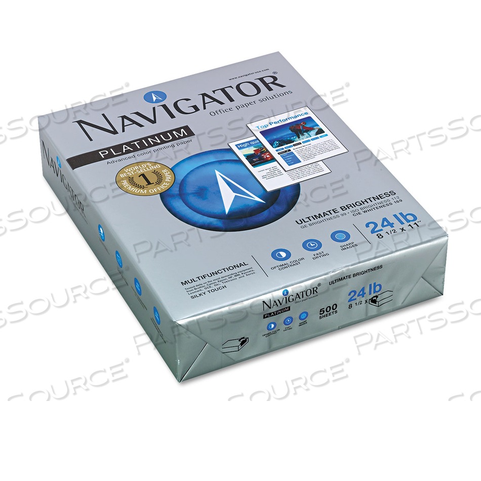PLATINUM PAPER, 99 BRIGHT, 24 LB BOND WEIGHT, 8.5 X 11, WHITE, 500 SHEETS/REAM by Navigator PLATINUM PAPER, 99 BRIGHT, 24 LB BOND WEIGHT, 8.5 X 11, WHITE, 500 SHEETS/REAM by Navigator