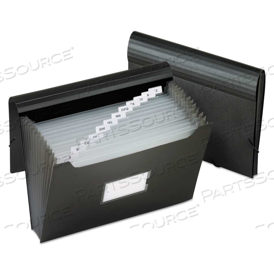 JUMBO 13-POCKET FILE, 12" EXPANSION, 13 SECTIONS, ELASTIC CORD CLOSURE, 1/12-CUT TABS, LETTER SIZE, BLACK 