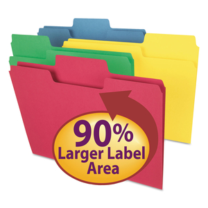 SUPERTAB COLORED FILE FOLDERS, 1/3-CUT TABS: ASSORTED, LETTER SIZE, 0.75" EXPANSION, 11-PT STOCK, COLOR ASSORTMENT 1, 100/BOX by Smead