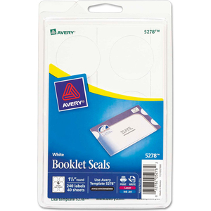 BOOKLET SEALS, 1-1/2" DIAMETER, WHITE, 240/PACK by Avery