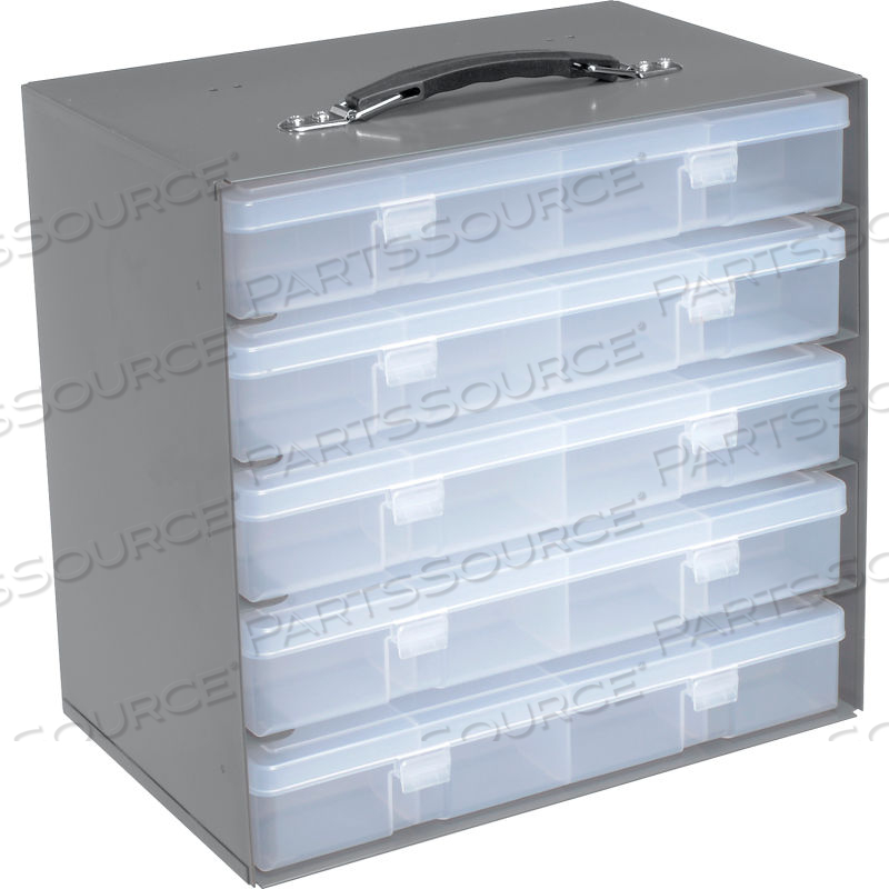 DURHAM STEEL COMPARTMENT BOX RACK 13-1/2 X 9-1/8 X 13-1/4 WITH 5 OF 16-COMPARTMENT PLASTIC BOXES by Approved Vendor DURHAM STEEL COMPARTMENT BOX RACK 13-1/2 X 9-1/8 X 13-1/4 WITH 5 OF 16-COMPARTMENT PLASTIC BOXES by Approved Vendor