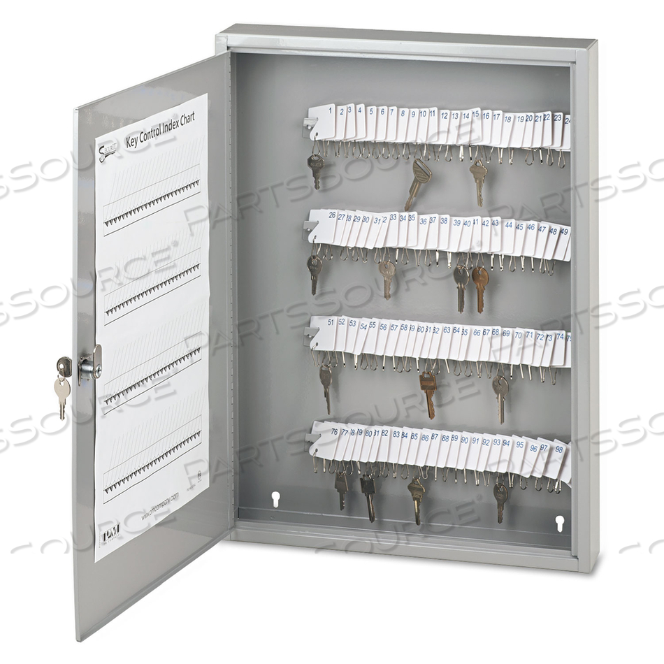 LOCKING KEY CABINET, 100-KEY, STEEL, GRAY, 16.5 X 3 X 22.5 