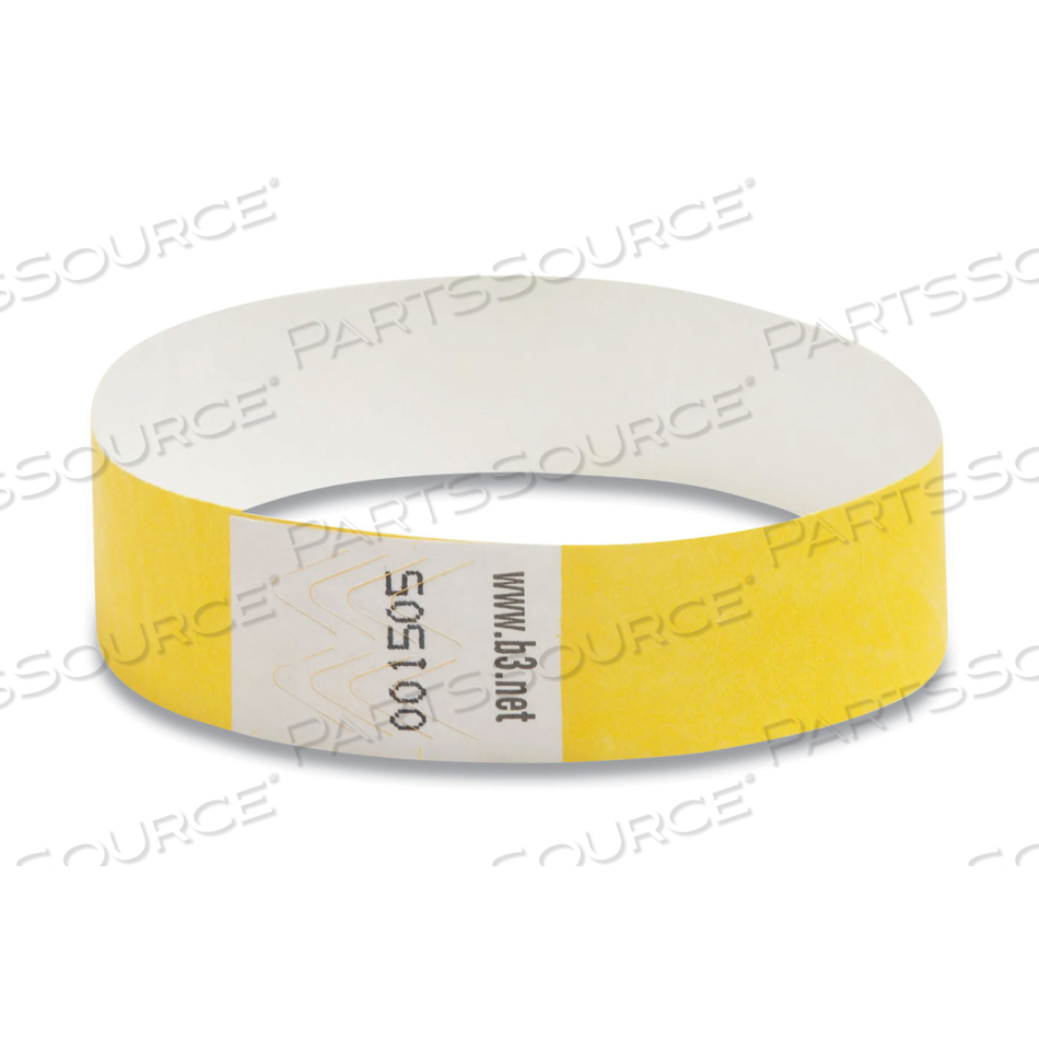 SECURITY WRISTBANDS, SEQUENTIALLY NUMBERED, 10" X 0.75", YELLOW by Sicurix
