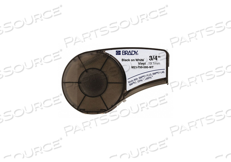 BMP21 SERIES INDOOR-OUTDOOR INDUSTRIAL VINYL LABEL, 3-4"W X 21'L, BLK-WHT by Brady Americas BMP21 SERIES INDOOR-OUTDOOR INDUSTRIAL VINYL LABEL, 3-4"W X 21'L, BLK-WHT by Brady Americas