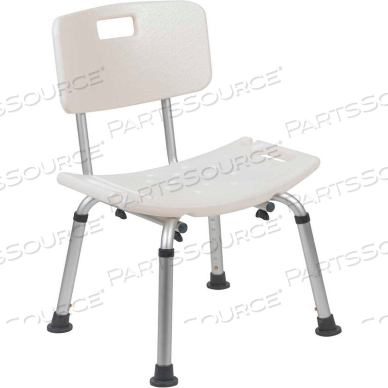 FLASH FURNITURE HERCULES SERIES ADJUSTABLE HEIGHT BATH CHAIR WITH BACK, WHITE by Approved Vendor