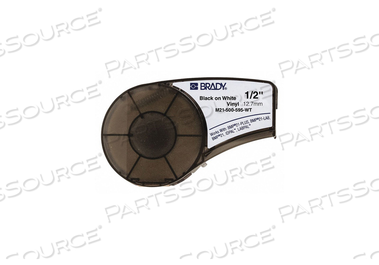 BMP21 SERIES INDOOR-OUTDOOR INDUSTRIAL VINYL LABELS, 1-2"W X 21'L, BLK-WHITE by Brady Americas