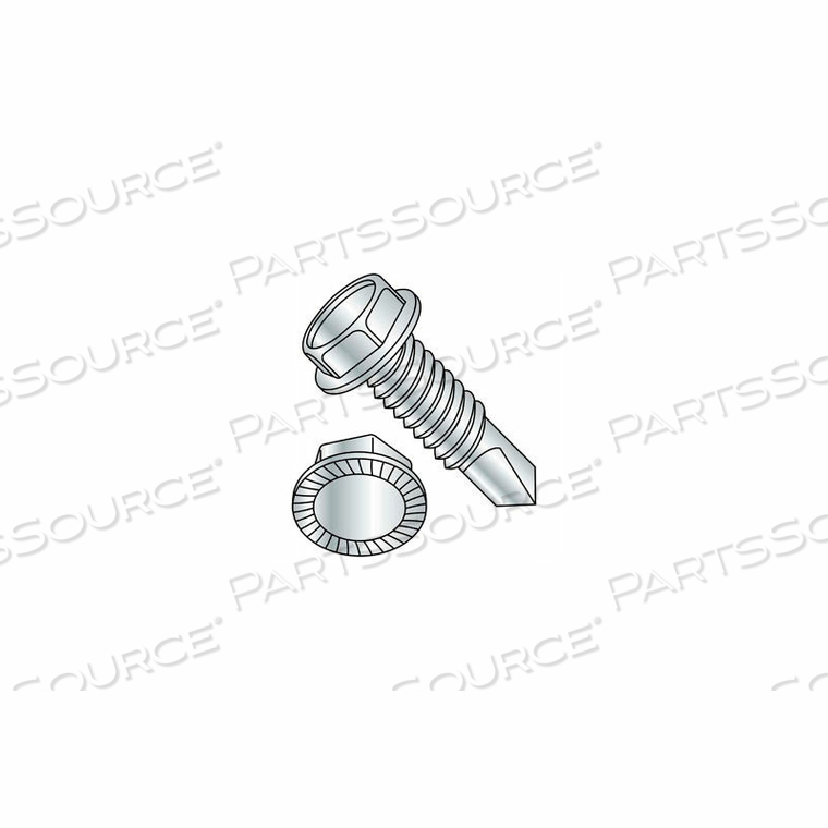 1/4-14 X 1-3/4" SELF-DRILLING SCREW - UNSLOTTED IND. HEX WASHER HEAD - 410 STAINLESS STEEL - 200 PK 