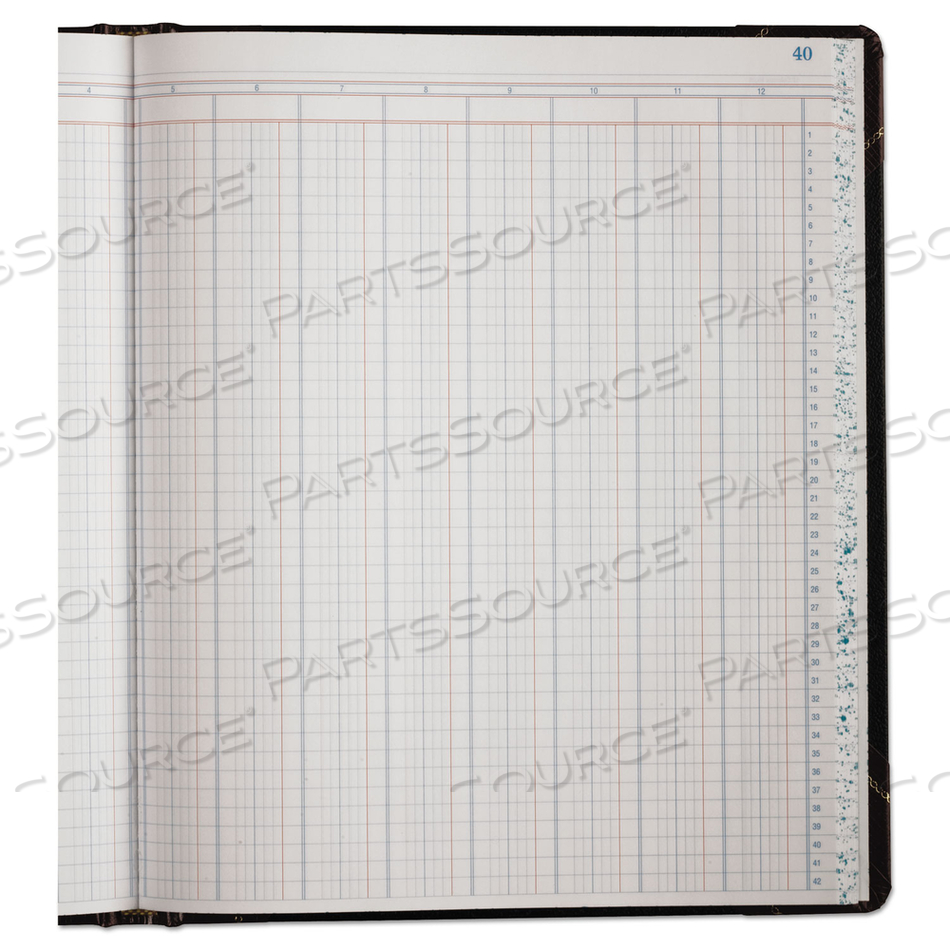 EXTRA-DURABLE BOUND BOOK, DOUBLE-PAGE 12-COLUMN ACCOUNTING, BLACK/MAROON/GOLD COVER, 11.94 X 9.78 SHEETS, 150 SHEETS/BOOK by Boorum & Pease